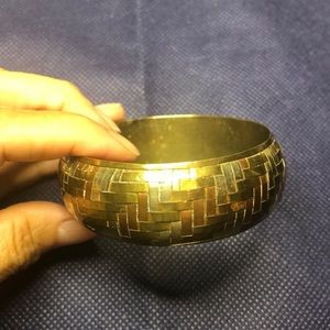 Vintage Woven Brass Silver Plate Bracelet